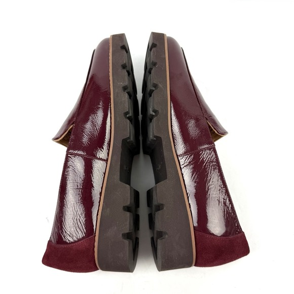 Vionic Kensley Loafer 9.5 Red Burgundy Patent Leather Slip On Platform Shoes - Picture 6 of 9